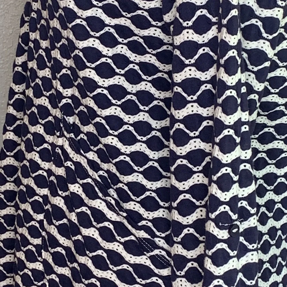 For Cynthia Beachwear Navy White Nautical Tunic Open Front Cover Up Size Med - Picture 4 of 6